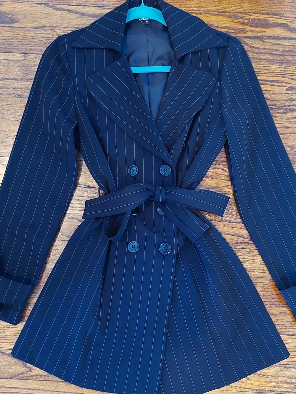 Mandee size 5 Black and White Striped Trench coat